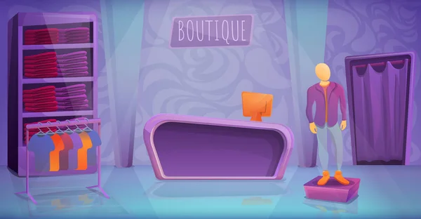 dekorasyon giyim mağaza karikatür iç, vektör