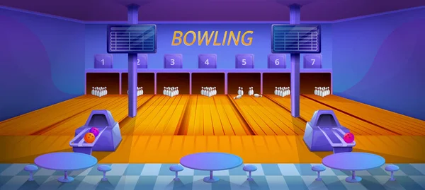 çizgi film bowling club iç mobilya, vektör illustratio ile