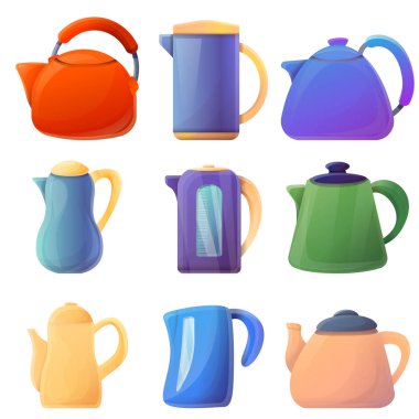 karikatür çaydanlıkseti, vektör illüstrasyon