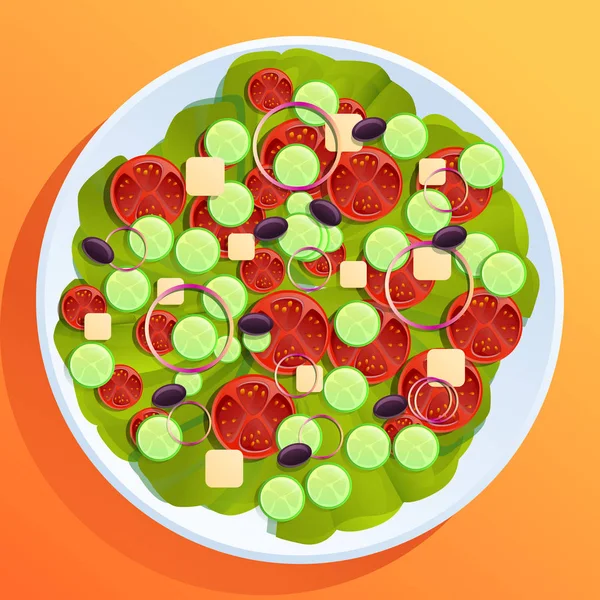 Cartoon caesar salad on the table, vector illustration — Stock Vector