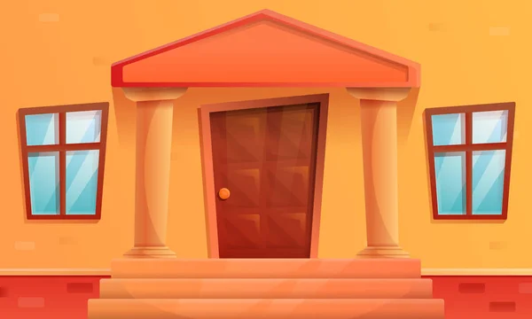 Porche de dibujos animados de la casa con una puerta, ilustración de vectores — Vector de stock