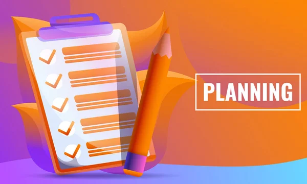 Desain konsep planing check sheet dan pencil, vector illustr - Stok Vektor
