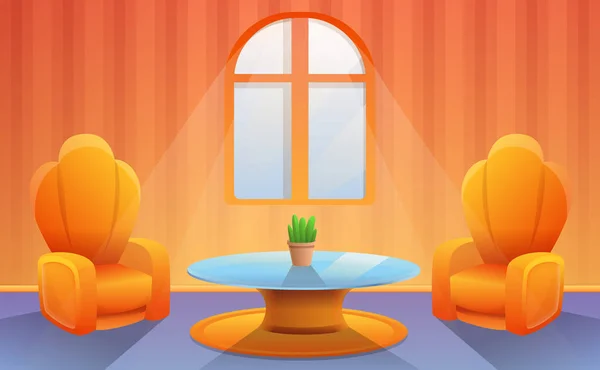 Мультипликационный интерьер гостиной с двумя стульями, векторная иллюстрация — стоковый вектор