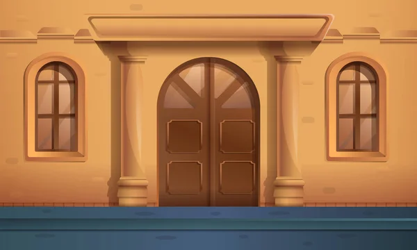 Calle de dibujos animados con una entrada a una hermosa casa antigua, vector — Vector de stock
