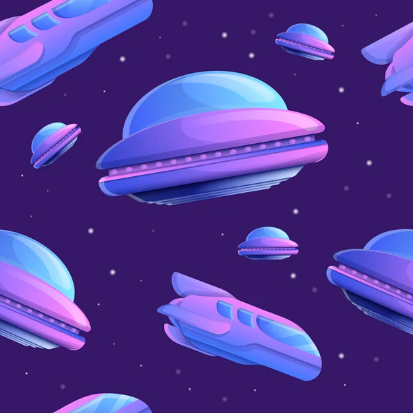 Naadloze textuur van ruimteschepen in de ruimte, vector illustratie — Stockvector