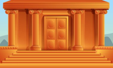 sütunlu karikatür yunan tapınağı, vektör illüstrasyon
