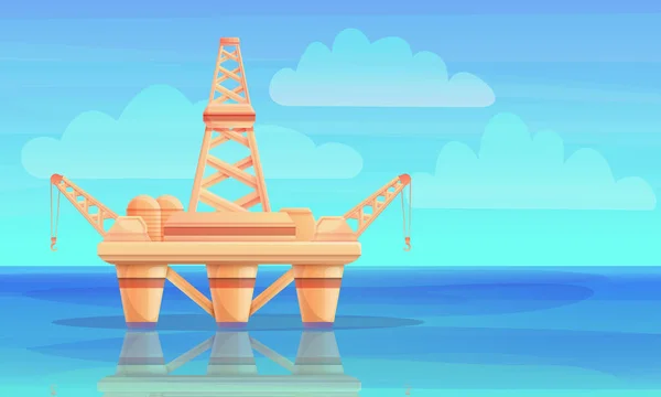 Cartoon drilling rig in the ocean, illustrazione vettoriale — Vettoriale Stock