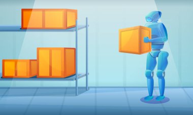 Depo robotu, vektör illüstrasyonu