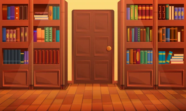 Desenho animado biblioteca interior, ilustração vetorial — Vetor de Stock