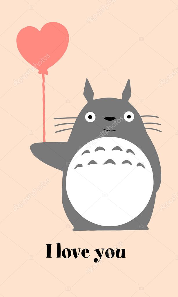 Totoro with baloon i love you