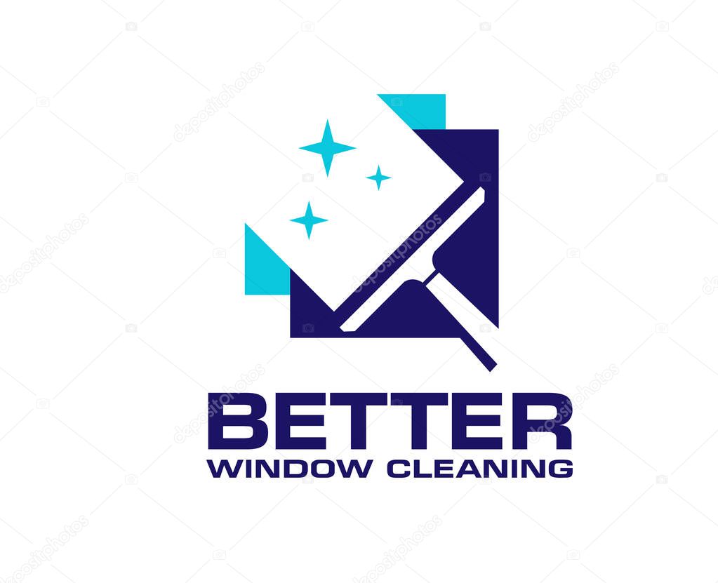 Professional window cleaning washing service and household maintenance vector logo design
