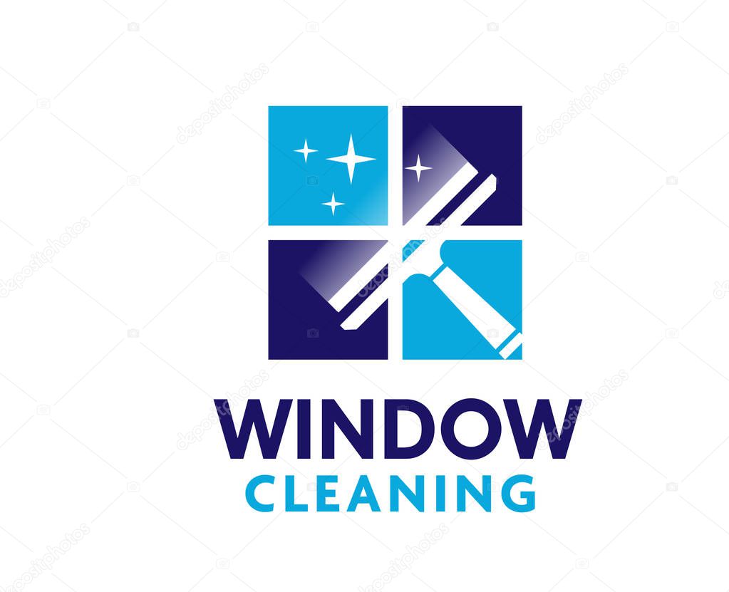 Professional window cleaning washing service and household maintenance vector logo design