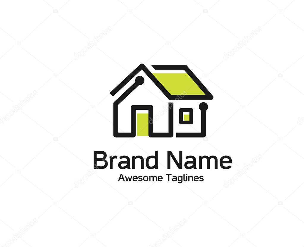Vector illustration of smart home logo,  Home automation technology logo