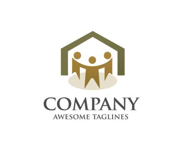 Müstakil Ev logo kavramı, yaratıcı neşeli aile vektör logo şablonu vektör