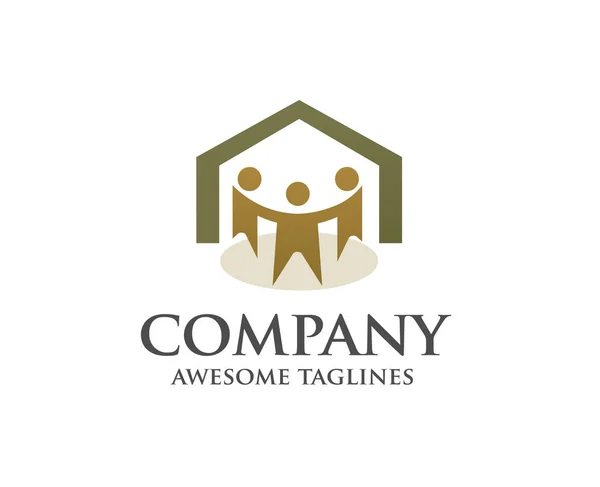Famiglia Casa Logo Concetto Creativo Gioioso Famiglia Vettore Logo Modello — Vettoriale Stock