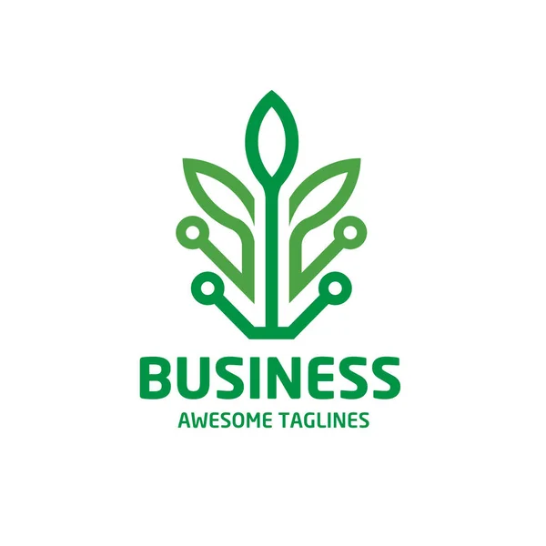 Şekil Yaprak Logo Tasarımı Daire Yeşil Teknoloji Renk Yaprak Logo — Stok Vektör