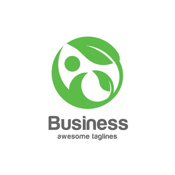 Cirkel Creatieve Fitness Gezondheid Met Blad Groen Concept Logo — Stockvector
