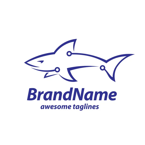 Concept Créatif Technologie Logo Requin Illustration Vectorielle Logo Technologie Requin — Image vectorielle