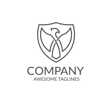 Kartal logo şablonu tasarımı kalkan anahat stili ile