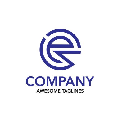 yaratıcı ilk harf e daire renk logo vektör, doğrusal daire mektup e logo vektör