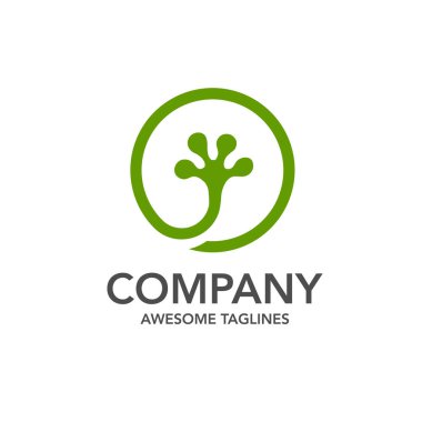 yaratıcı gecko daire logo vektör, daire yeşil kertenkele veya kertenkele bacak logo vektör