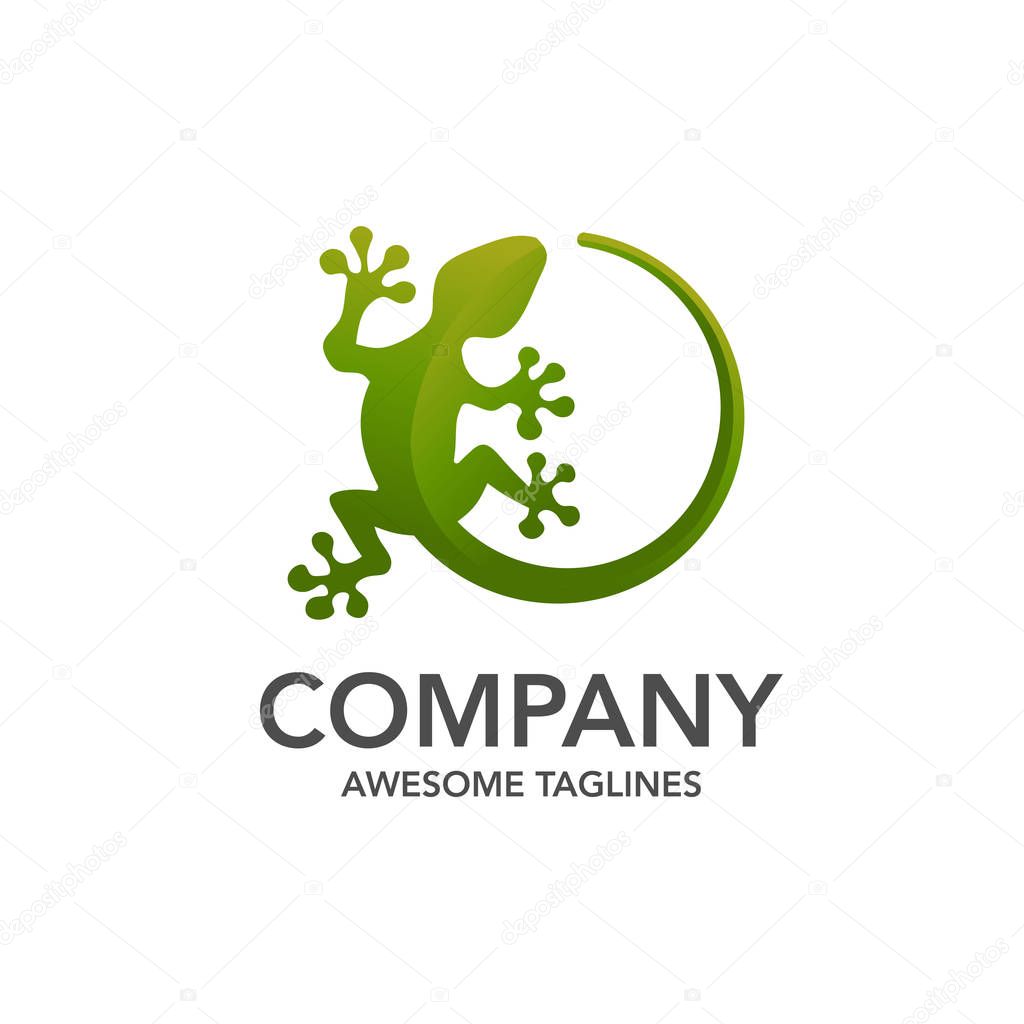 Lizard vector illustration logo template icon design, creative gecko logo vector