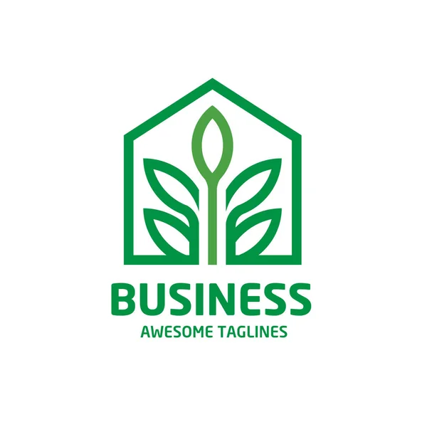 Yaratıcı Emlak Simgesini Logo Yeşil Yaprak Tasarımı Ile Gayrimenkul Logo — Stok Vektör