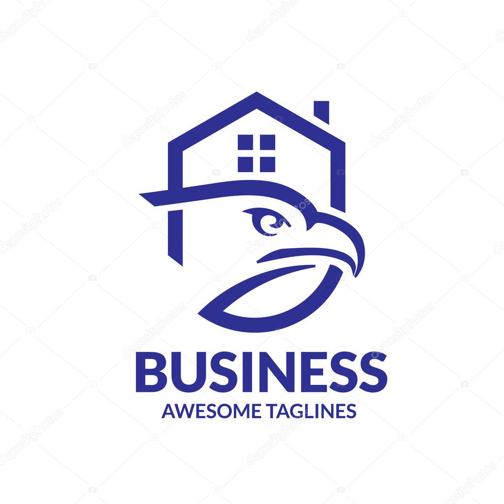 Creative eagle house real estate logo vector