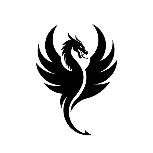 Creatieve Eenvoudige Draken Silhouetten Logo Gestileerde Vectorillustraties — Stockvector