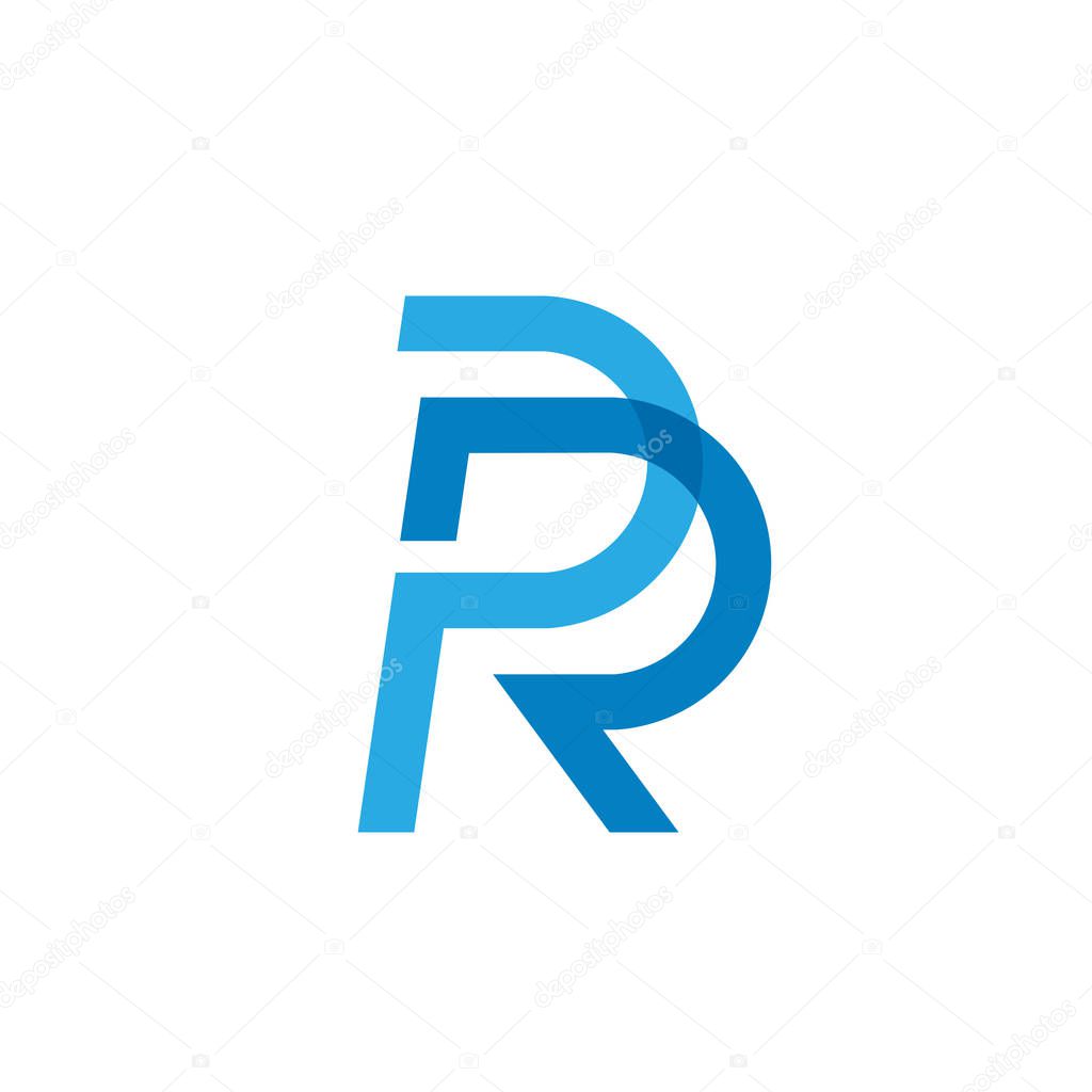 Creative Initial letter PR or RP logo template colored blue design for business and company identity