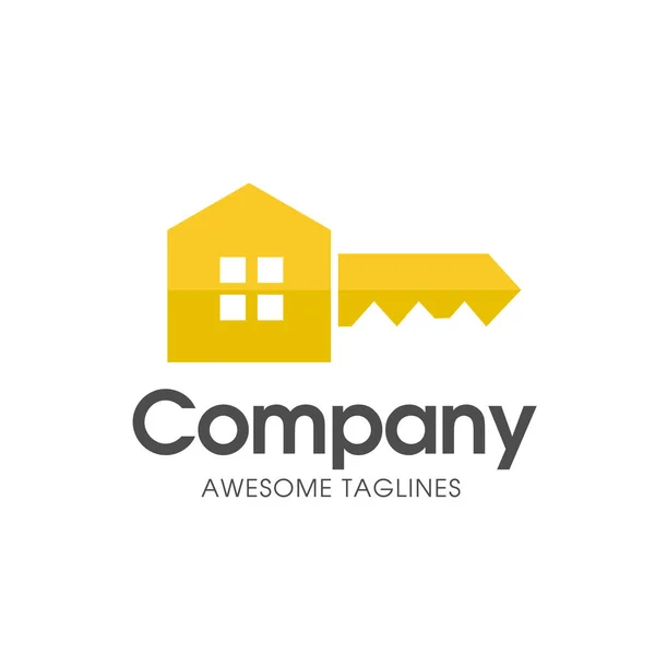 创意方键的房地产标志与现代金色矢量 关键和房地产标志组合 — 图库矢量图片