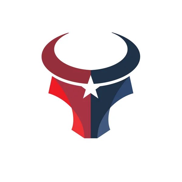 Creativo Simple Bull Cabeza Color Con Estrella Vector Logotipo Concepto — Vector de stock