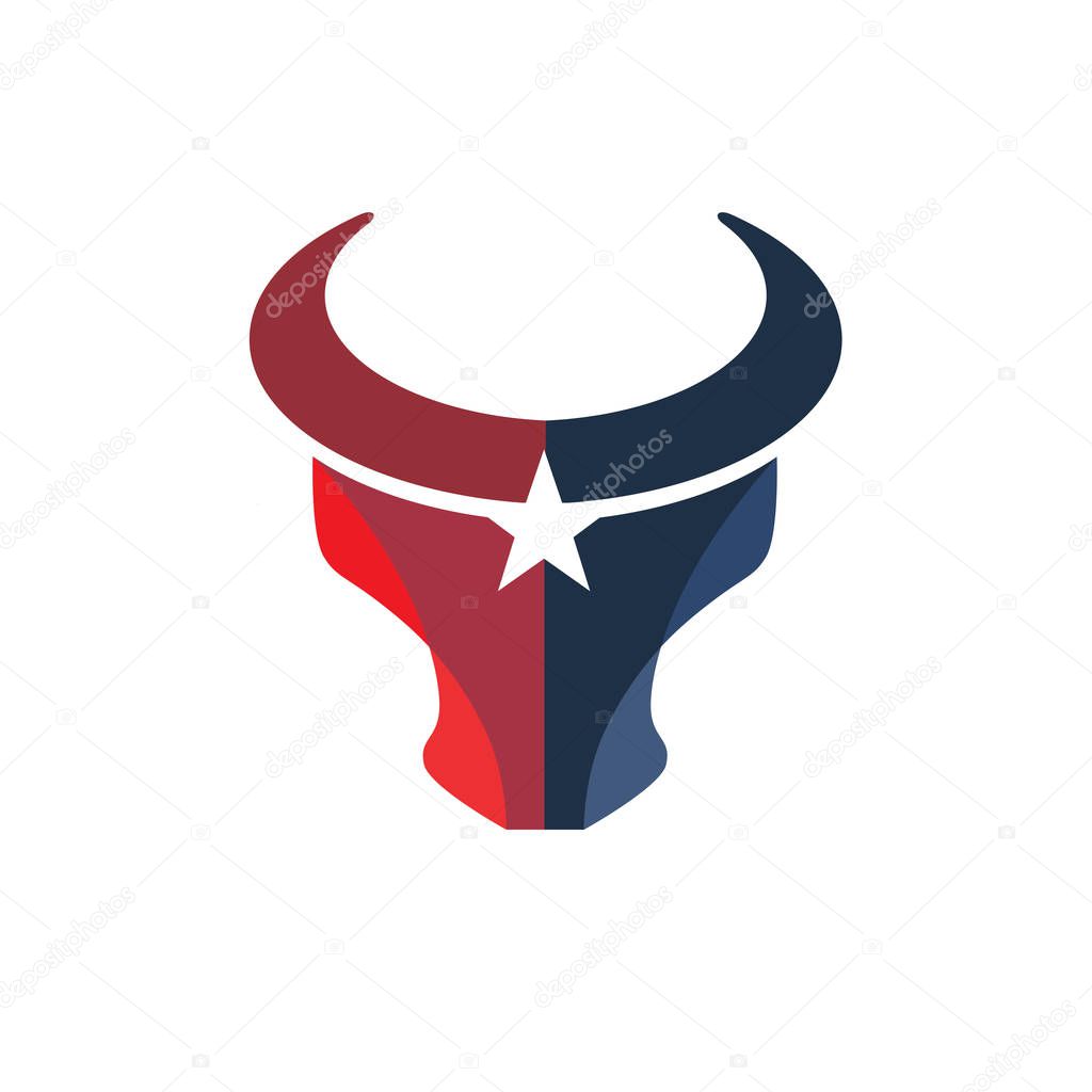 Creative simple Bull head color with star vector logo concept illustration