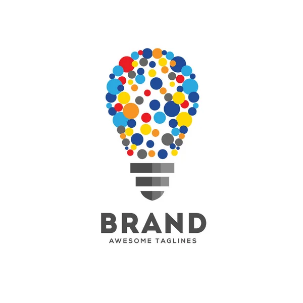 Vector Light Bulbs Particle Dots Logo Concept Innovation Idea Technology — Stock Vector