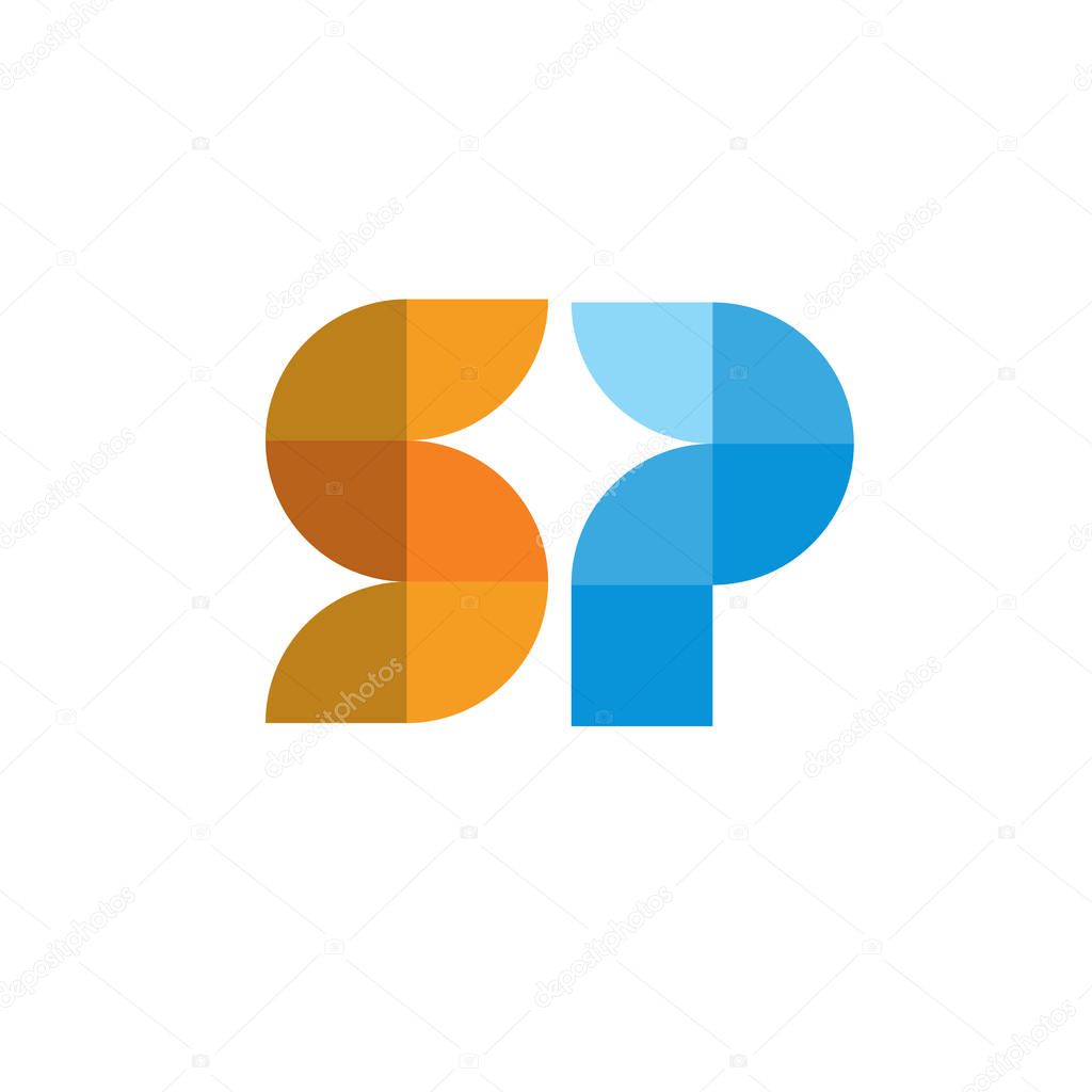 creative initial Letter SP geometric color logo design template elements