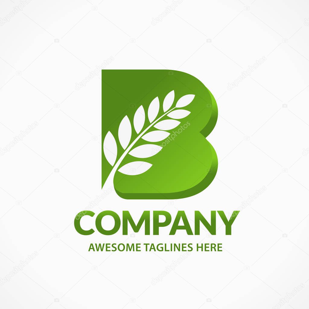 Creative initial letter b with leaf logo vector concept element, letter b logo with Organic leaf