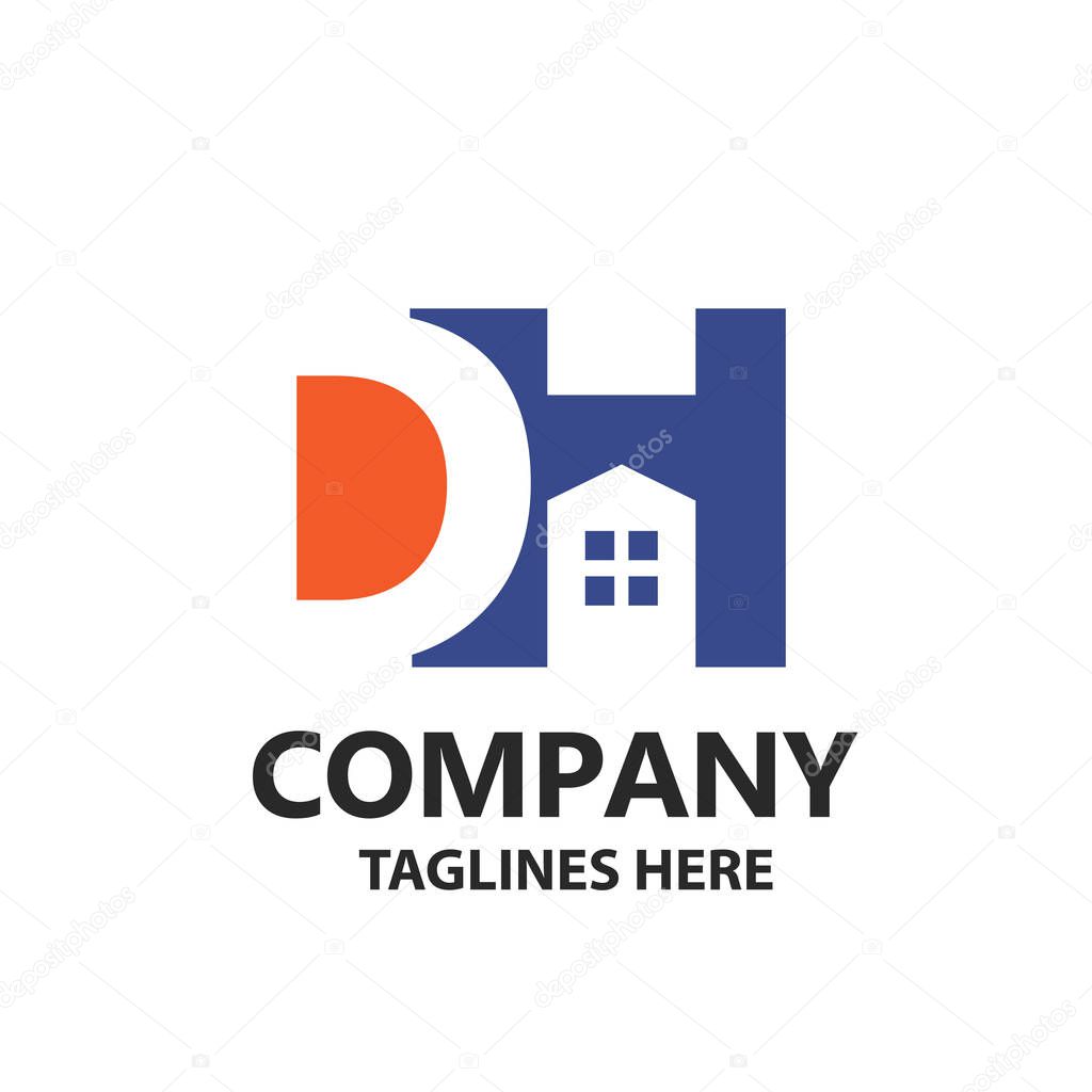 Illustration of concept letter DH with house logo design