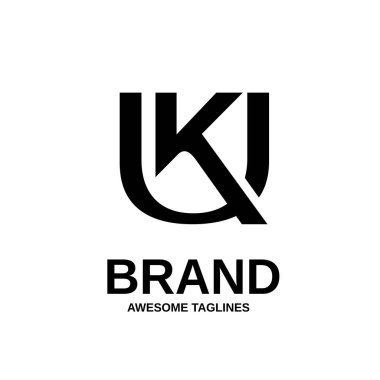 yaratıcı güçlü ilk mektup sen ve k, Birleşik Krallık, ku, logo vektör kavramı