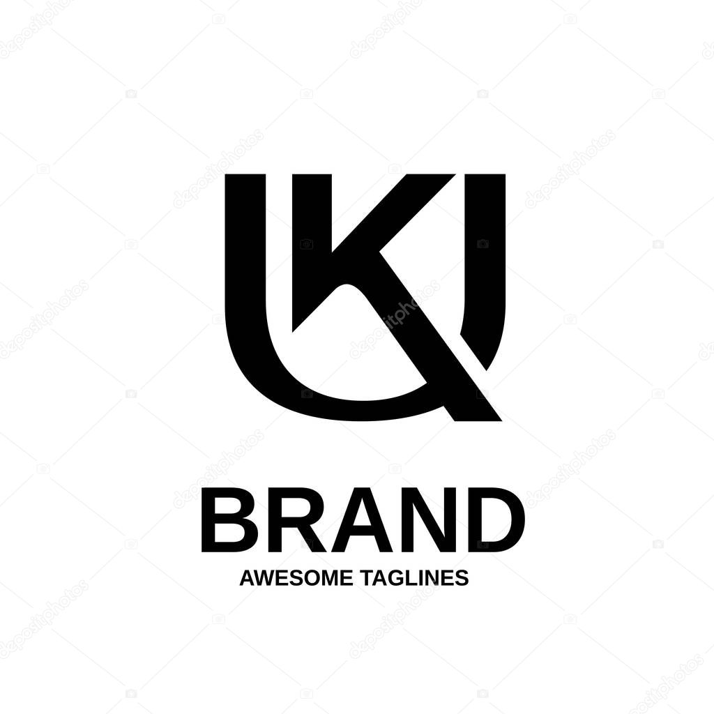 Creative strong initial letter u and k , uk, ku,logo vector concept