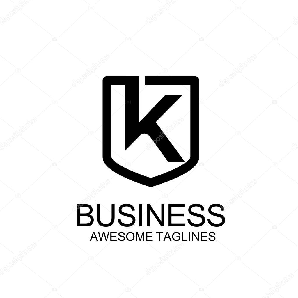 Abstract initial letter K shield logo design template