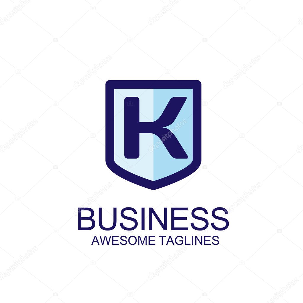 Abstract initial letter K shield logo design template