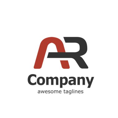 yaratıcı ilk harfini Ar logo tasarımı siyah ve kırmızı logosu öğeleri