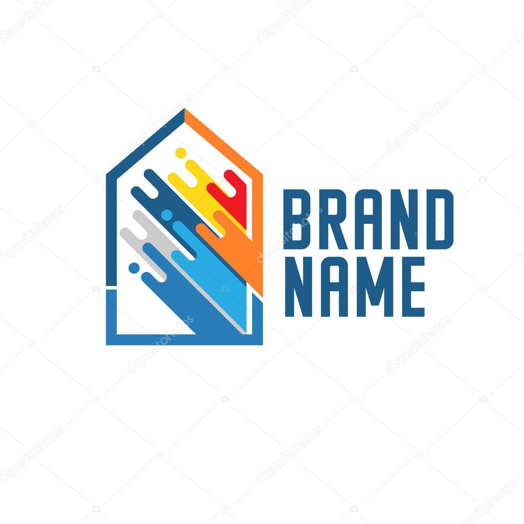 Paint house logo Concept for home decoration building house construction and staining.