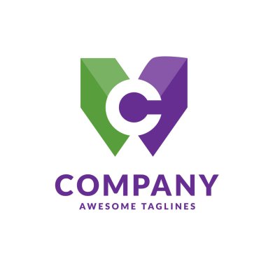 yaratıcı ilk harfi c renkli logo tasarım konsepti 