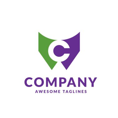 yaratıcı ilk harfi c renkli logo tasarım konsepti 