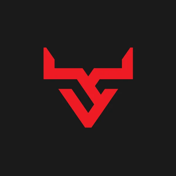 Yaratıcı Güçlü Boğa Boynuzları Satırı Logo Vektör Şablonu — Stok Vektör