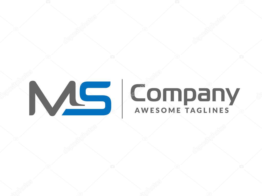 initial letter MS geometric strong monogram logo vector illustration isolated on white background