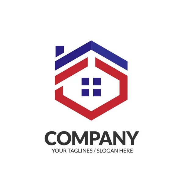 Imobiliário Criativo Logotipo Propriedade Construção Com Conceito Modelo Hexágono —  Vetores de Stock