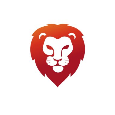 Aslan kafa ile kırmızı renkli logo grafik illüstrasyon vektör