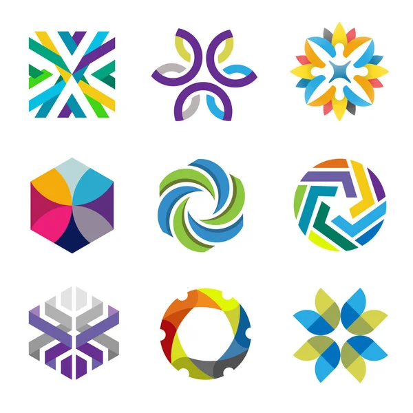 Colorful Abstract Forms Business Symbols Logo Set — Stock Vector